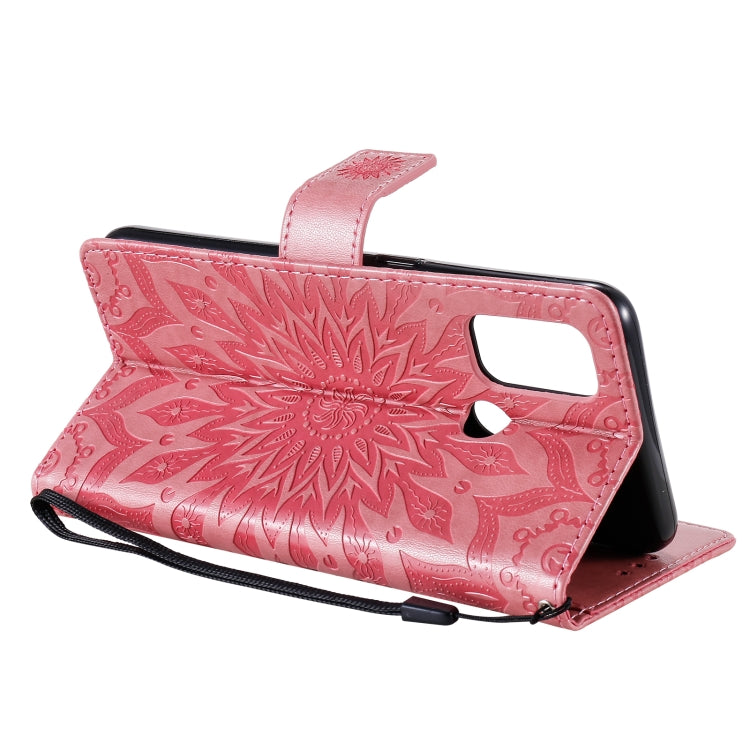 For OPPO A53(2020) / A33(2020) / A53s / A32 Sun Embossing Pattern Horizontal Flip Leather Case with Card Slot & Holder & Wallet & Lanyard