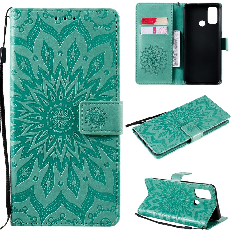 For OPPO A53(2020) / A33(2020) / A53s / A32 Sun Embossing Pattern Horizontal Flip Leather Case with Card Slot & Holder & Wallet & Lanyard
