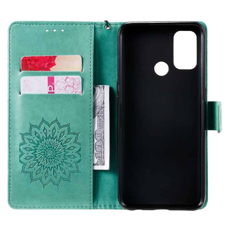 For OPPO A53(2020) / A33(2020) / A53s / A32 Sun Embossing Pattern Horizontal Flip Leather Case with Card Slot & Holder & Wallet & Lanyard