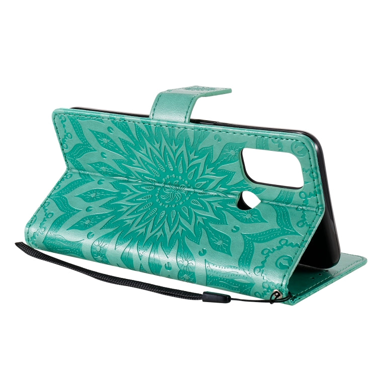 For OPPO A53(2020) / A33(2020) / A53s / A32 Sun Embossing Pattern Horizontal Flip Leather Case with Card Slot & Holder & Wallet & Lanyard