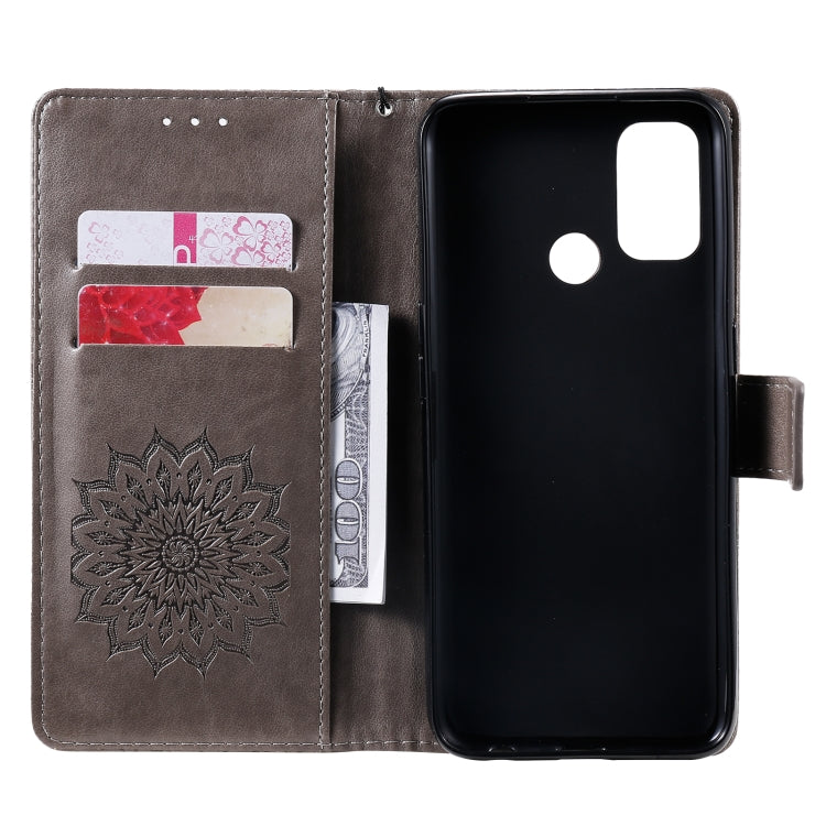 For OPPO A53(2020) / A33(2020) / A53s / A32 Sun Embossing Pattern Horizontal Flip Leather Case with Card Slot & Holder & Wallet & Lanyard