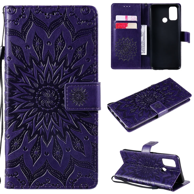 For OPPO A53(2020) / A33(2020) / A53s / A32 Sun Embossing Pattern Horizontal Flip Leather Case with Card Slot & Holder & Wallet & Lanyard