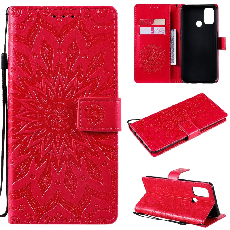 For OPPO A53(2020) / A33(2020) / A53s / A32 Sun Embossing Pattern Horizontal Flip Leather Case with Card Slot & Holder & Wallet & Lanyard