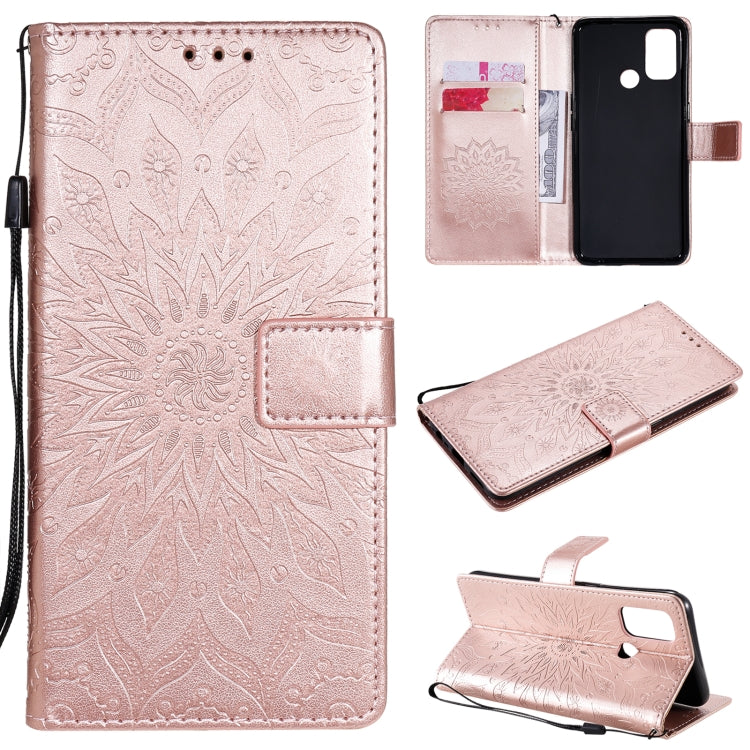 For OPPO A53(2020) / A33(2020) / A53s / A32 Sun Embossing Pattern Horizontal Flip Leather Case with Card Slot & Holder & Wallet & Lanyard