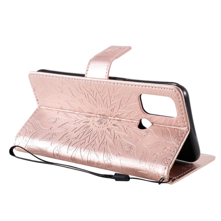 For OPPO A53(2020) / A33(2020) / A53s / A32 Sun Embossing Pattern Horizontal Flip Leather Case with Card Slot & Holder & Wallet & Lanyard