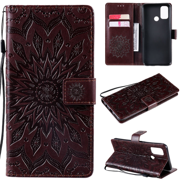 For OPPO A53(2020) / A33(2020) / A53s / A32 Sun Embossing Pattern Horizontal Flip Leather Case with Card Slot & Holder & Wallet & Lanyard