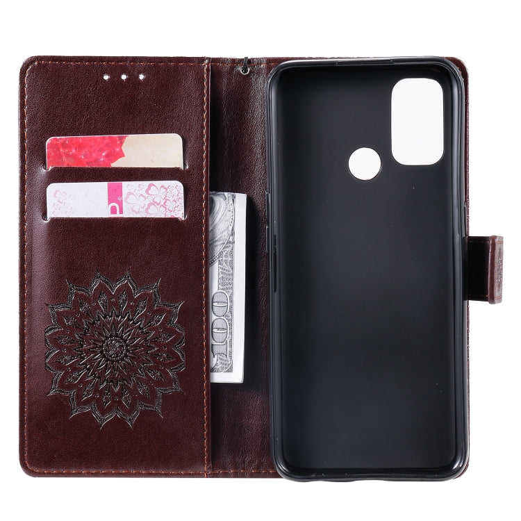 For OPPO A53(2020) / A33(2020) / A53s / A32 Sun Embossing Pattern Horizontal Flip Leather Case with Card Slot & Holder & Wallet & Lanyard