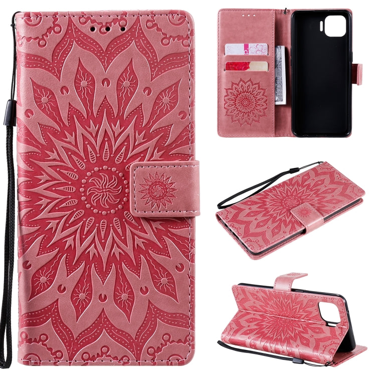 For OPPO F17 Pro / Reno4 Lite Sun Embossing Pattern Horizontal Flip Leather Case with Card Slot & Holder & Wallet & Lanyard