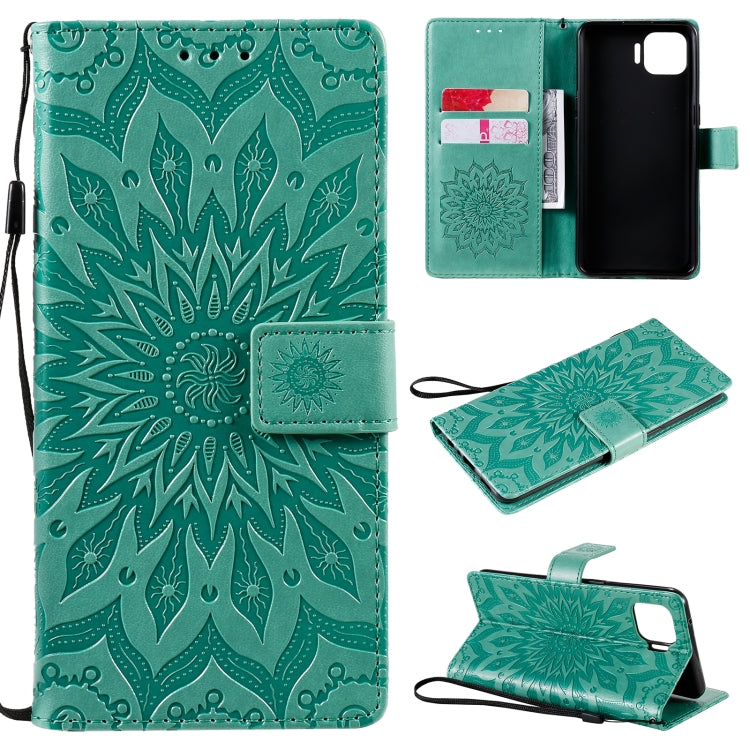 For OPPO F17 Pro / Reno4 Lite Sun Embossing Pattern Horizontal Flip Leather Case with Card Slot & Holder & Wallet & Lanyard