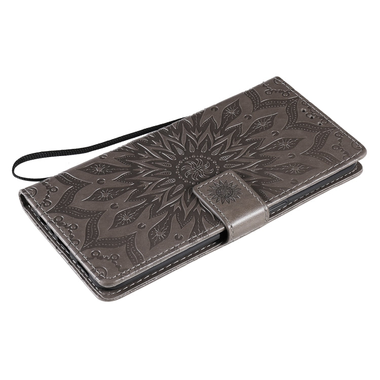 For OPPO F17 Pro / Reno4 Lite Sun Embossing Pattern Horizontal Flip Leather Case with Card Slot & Holder & Wallet & Lanyard