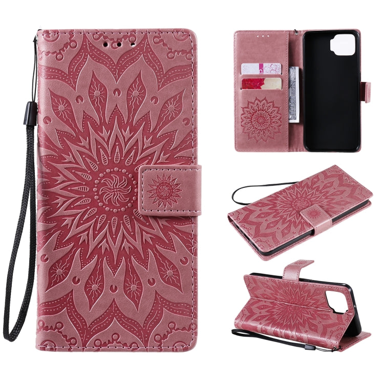 For OPPO F17 / A73 Sun Embossing Pattern Horizontal Flip Leather Case with Card Slot & Holder & Wallet & Lanyard