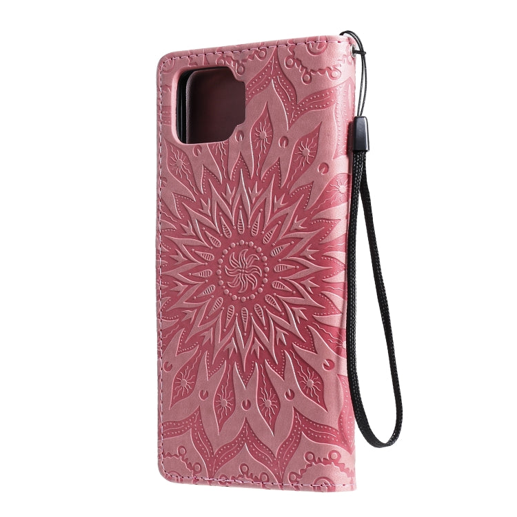 For OPPO F17 / A73 Sun Embossing Pattern Horizontal Flip Leather Case with Card Slot & Holder & Wallet & Lanyard