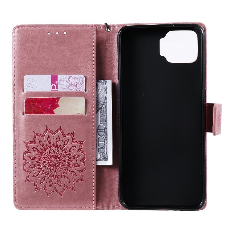 For OPPO F17 / A73 Sun Embossing Pattern Horizontal Flip Leather Case with Card Slot & Holder & Wallet & Lanyard