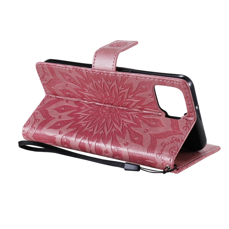 For OPPO F17 / A73 Sun Embossing Pattern Horizontal Flip Leather Case with Card Slot & Holder & Wallet & Lanyard