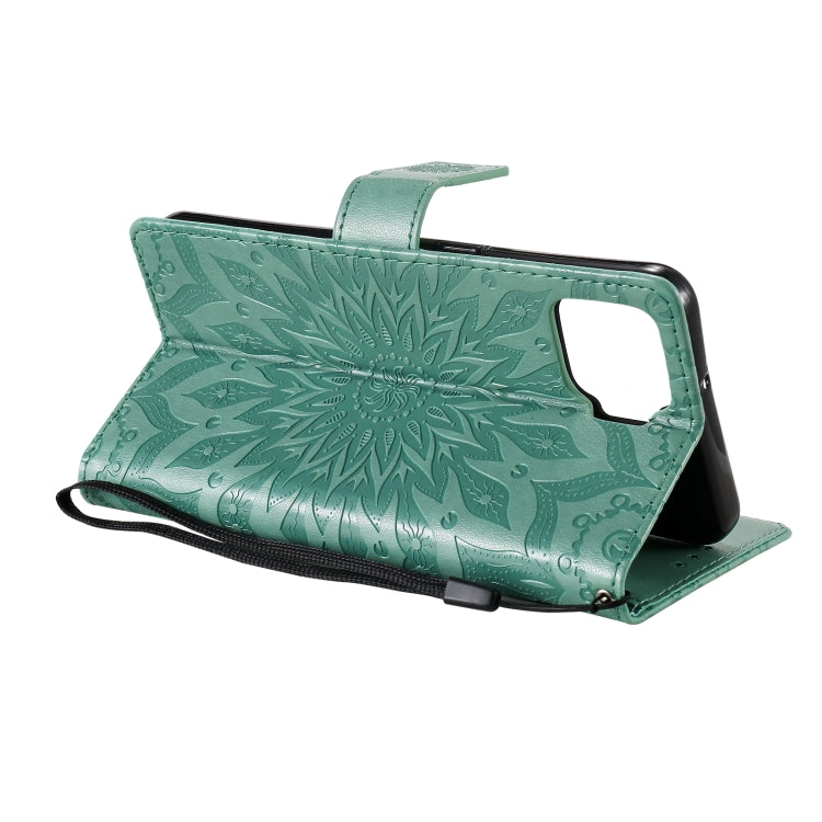 For OPPO F17 / A73 Sun Embossing Pattern Horizontal Flip Leather Case with Card Slot & Holder & Wallet & Lanyard