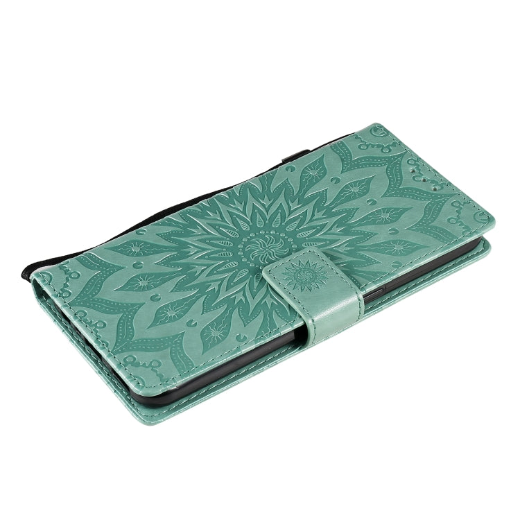 For OPPO F17 / A73 Sun Embossing Pattern Horizontal Flip Leather Case with Card Slot & Holder & Wallet & Lanyard