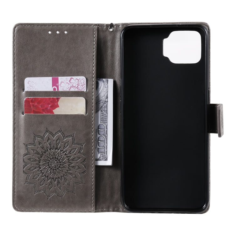 For OPPO F17 / A73 Sun Embossing Pattern Horizontal Flip Leather Case with Card Slot & Holder & Wallet & Lanyard