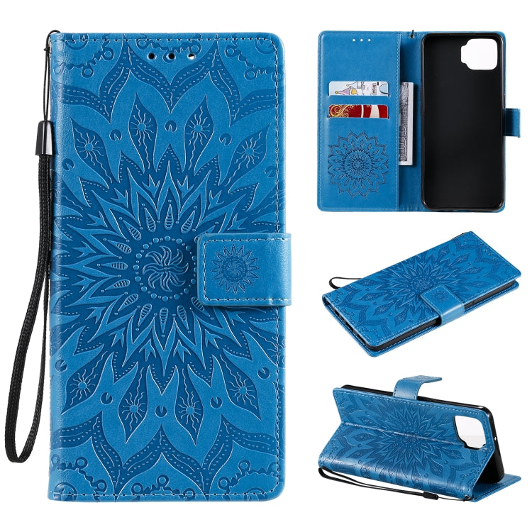 For OPPO F17 / A73 Sun Embossing Pattern Horizontal Flip Leather Case with Card Slot & Holder & Wallet & Lanyard