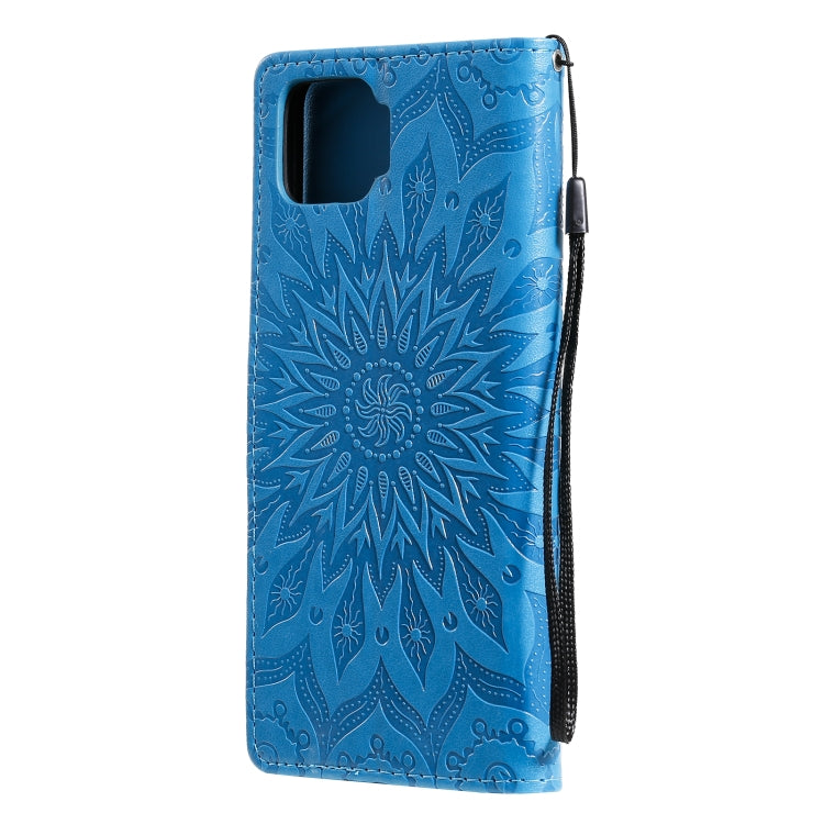 For OPPO F17 / A73 Sun Embossing Pattern Horizontal Flip Leather Case with Card Slot & Holder & Wallet & Lanyard