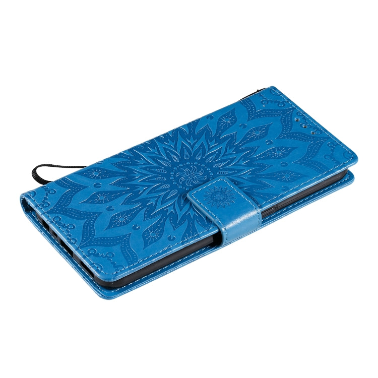 For OPPO F17 / A73 Sun Embossing Pattern Horizontal Flip Leather Case with Card Slot & Holder & Wallet & Lanyard