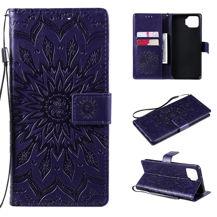 For OPPO F17 / A73 Sun Embossing Pattern Horizontal Flip Leather Case with Card Slot & Holder & Wallet & Lanyard