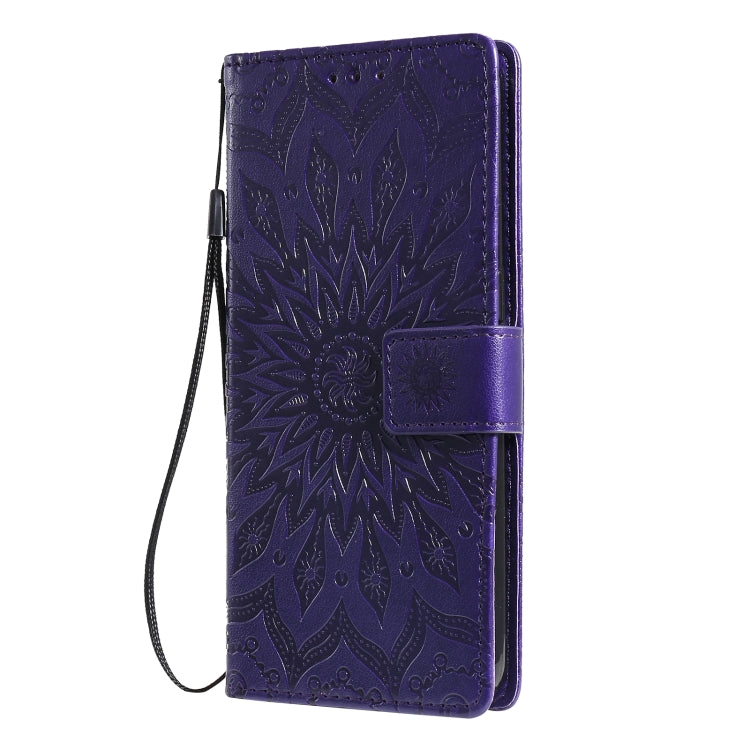 For OPPO F17 / A73 Sun Embossing Pattern Horizontal Flip Leather Case with Card Slot & Holder & Wallet & Lanyard
