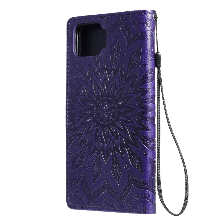 For OPPO F17 / A73 Sun Embossing Pattern Horizontal Flip Leather Case with Card Slot & Holder & Wallet & Lanyard