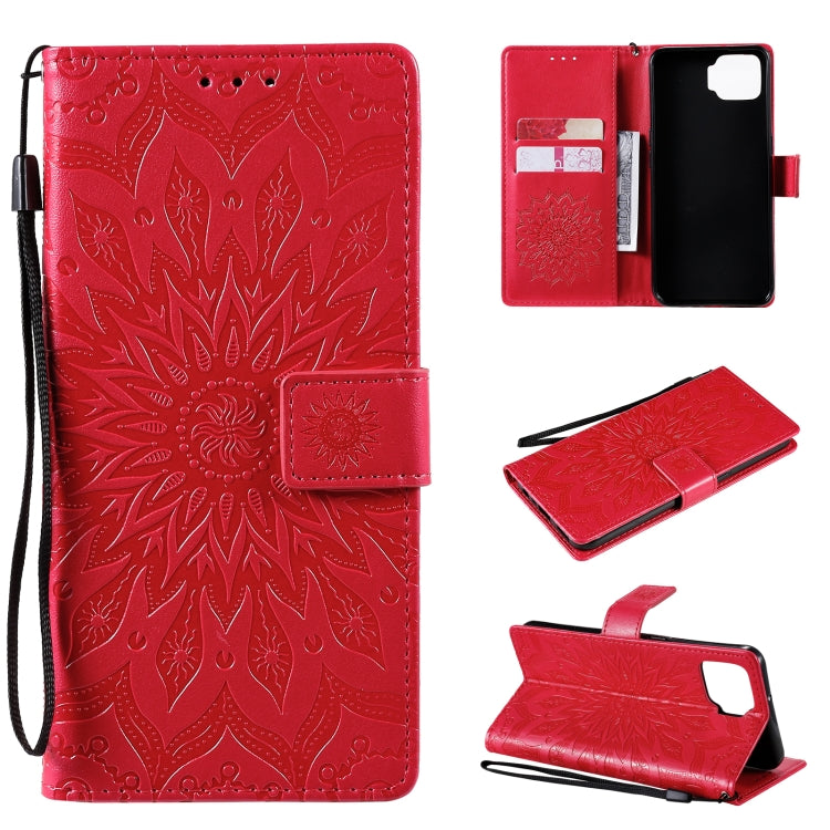 For OPPO F17 / A73 Sun Embossing Pattern Horizontal Flip Leather Case with Card Slot & Holder & Wallet & Lanyard