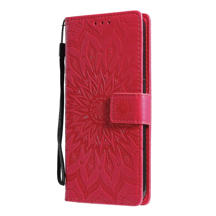 For OPPO F17 / A73 Sun Embossing Pattern Horizontal Flip Leather Case with Card Slot & Holder & Wallet & Lanyard