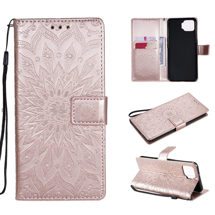 For OPPO F17 / A73 Sun Embossing Pattern Horizontal Flip Leather Case with Card Slot & Holder & Wallet & Lanyard