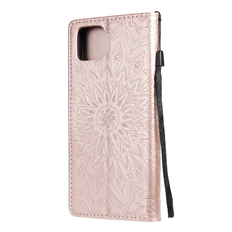For OPPO F17 / A73 Sun Embossing Pattern Horizontal Flip Leather Case with Card Slot & Holder & Wallet & Lanyard