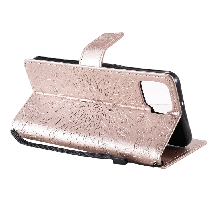 For OPPO F17 / A73 Sun Embossing Pattern Horizontal Flip Leather Case with Card Slot & Holder & Wallet & Lanyard