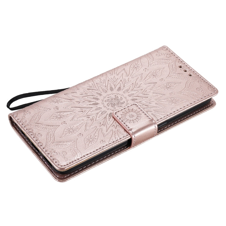For OPPO F17 / A73 Sun Embossing Pattern Horizontal Flip Leather Case with Card Slot & Holder & Wallet & Lanyard