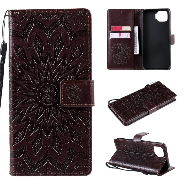 For OPPO F17 / A73 Sun Embossing Pattern Horizontal Flip Leather Case with Card Slot & Holder & Wallet & Lanyard