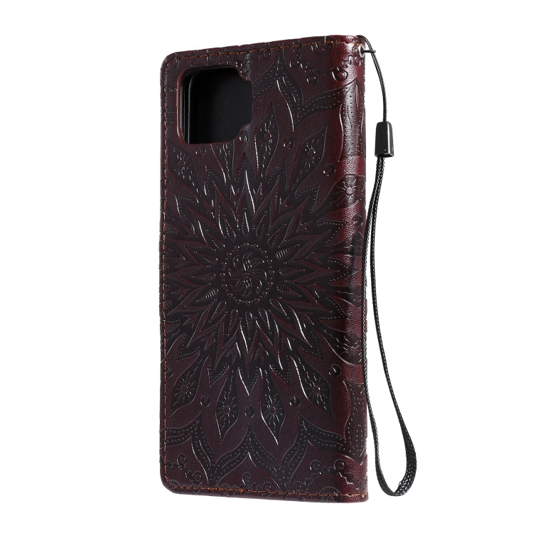 For OPPO F17 / A73 Sun Embossing Pattern Horizontal Flip Leather Case with Card Slot & Holder & Wallet & Lanyard
