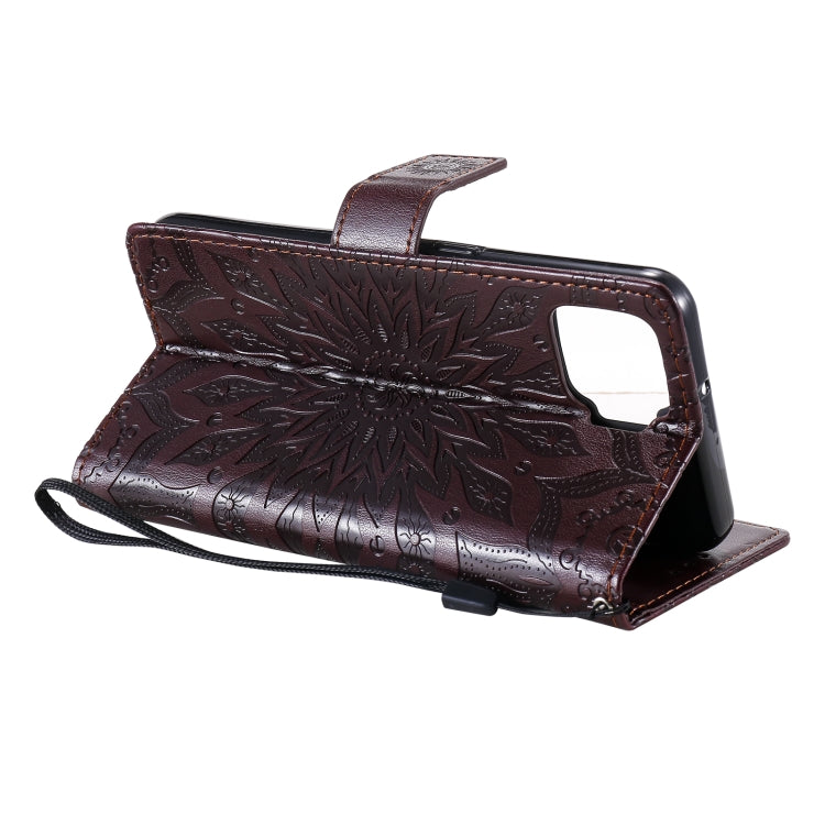 For OPPO F17 / A73 Sun Embossing Pattern Horizontal Flip Leather Case with Card Slot & Holder & Wallet & Lanyard