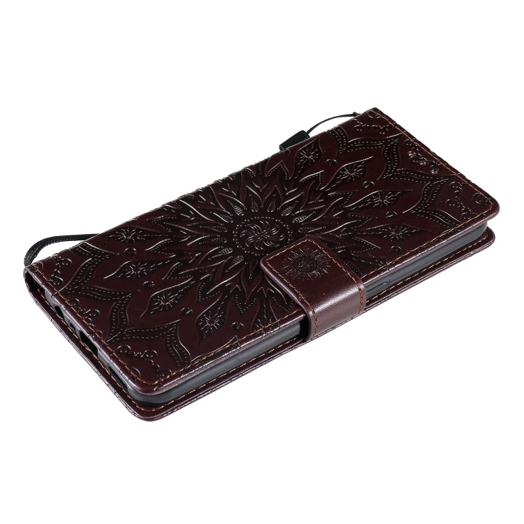 For OPPO F17 / A73 Sun Embossing Pattern Horizontal Flip Leather Case with Card Slot & Holder & Wallet & Lanyard