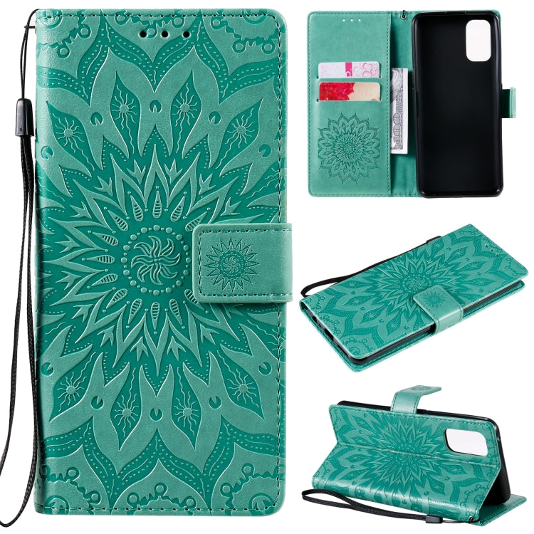 For OPPO Realme 7 Pro Sun Embossing Pattern Horizontal Flip Leather Case with Card Slot & Holder & Wallet & Lanyard