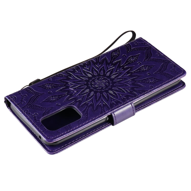 For OPPO Realme 7 Pro Sun Embossing Pattern Horizontal Flip Leather Case with Card Slot & Holder & Wallet & Lanyard