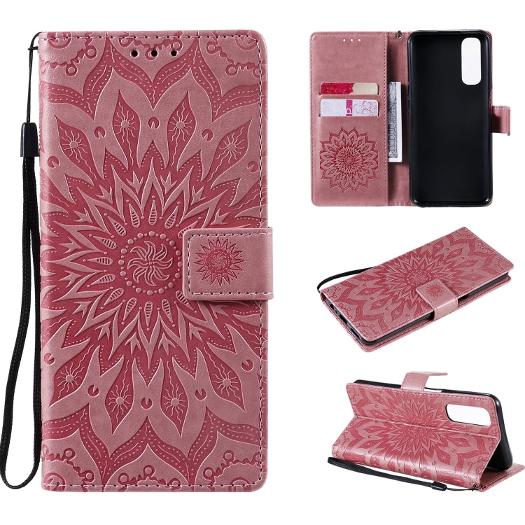 For OPPO Realme 7 Sun Embossing Pattern Horizontal Flip Leather Case with Card Slot & Holder & Wallet & Lanyard