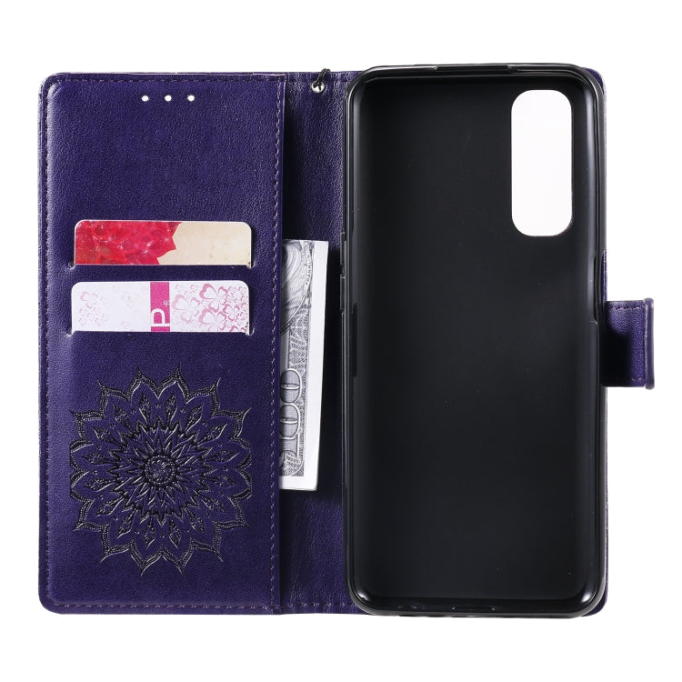 For OPPO Realme 7 Sun Embossing Pattern Horizontal Flip Leather Case with Card Slot & Holder & Wallet & Lanyard