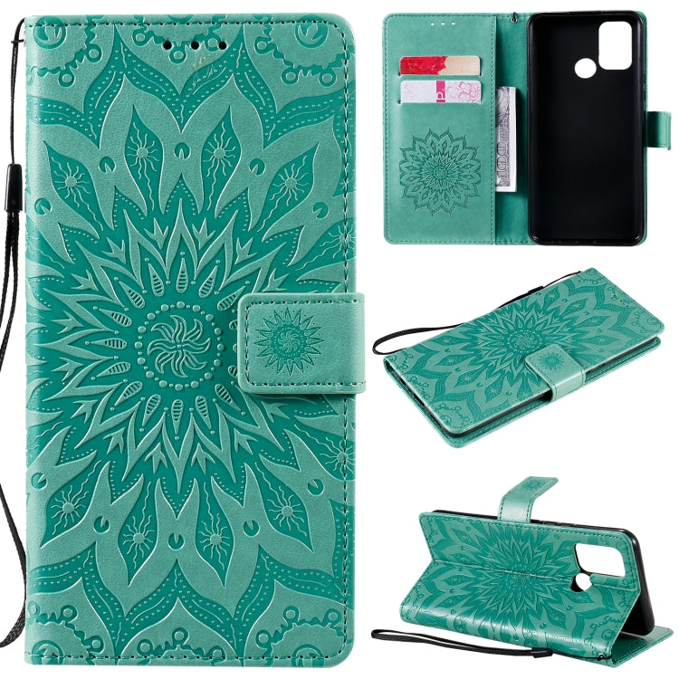 For OPPO Realme 7i / C17 Sun Embossing Pattern Horizontal Flip Leather Case with Card Slot & Holder & Wallet & Lanyard