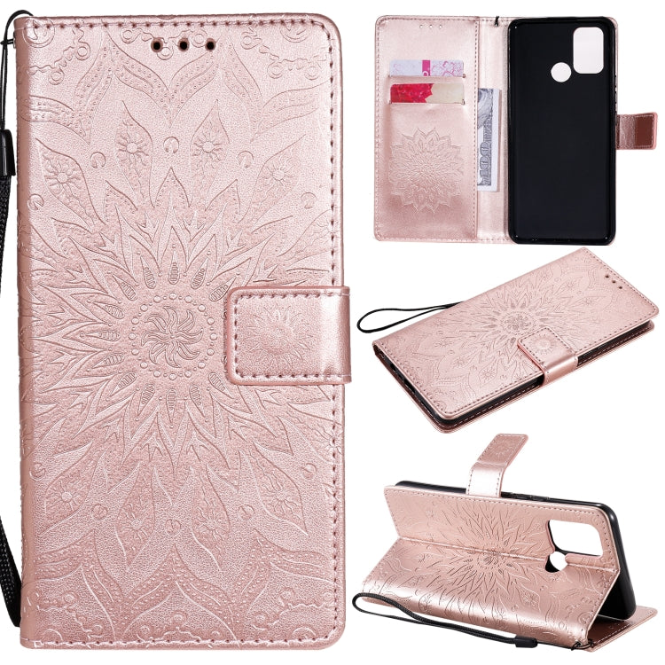 For OPPO Realme 7i / C17 Sun Embossing Pattern Horizontal Flip Leather Case with Card Slot & Holder & Wallet & Lanyard