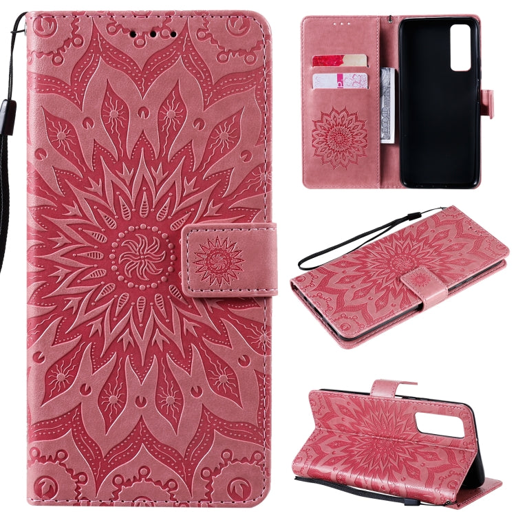 For Huawei P Smart 2021 Sun Embossing Pattern Horizontal Flip Leather Case with Card Slot & Holder & Wallet & Lanyard