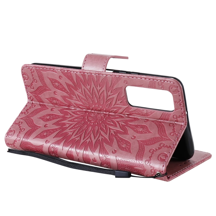 For Huawei P Smart 2021 Sun Embossing Pattern Horizontal Flip Leather Case with Card Slot & Holder & Wallet & Lanyard