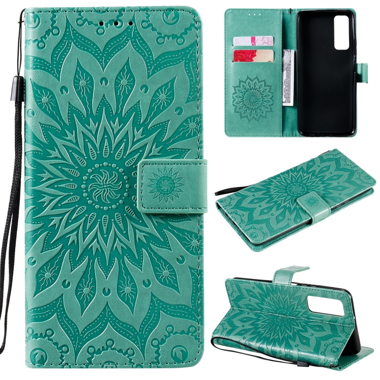 For Huawei P Smart 2021 Sun Embossing Pattern Horizontal Flip Leather Case with Card Slot & Holder & Wallet & Lanyard