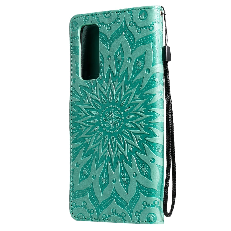 For Huawei P Smart 2021 Sun Embossing Pattern Horizontal Flip Leather Case with Card Slot & Holder & Wallet & Lanyard