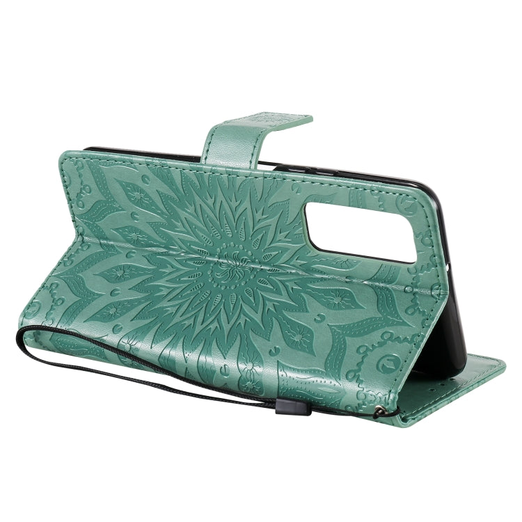 For Huawei P Smart 2021 Sun Embossing Pattern Horizontal Flip Leather Case with Card Slot & Holder & Wallet & Lanyard