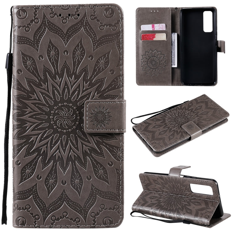 For Huawei P Smart 2021 Sun Embossing Pattern Horizontal Flip Leather Case with Card Slot & Holder & Wallet & Lanyard