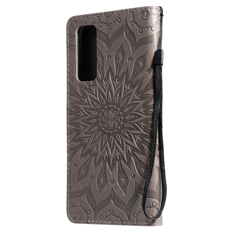 For Huawei P Smart 2021 Sun Embossing Pattern Horizontal Flip Leather Case with Card Slot & Holder & Wallet & Lanyard
